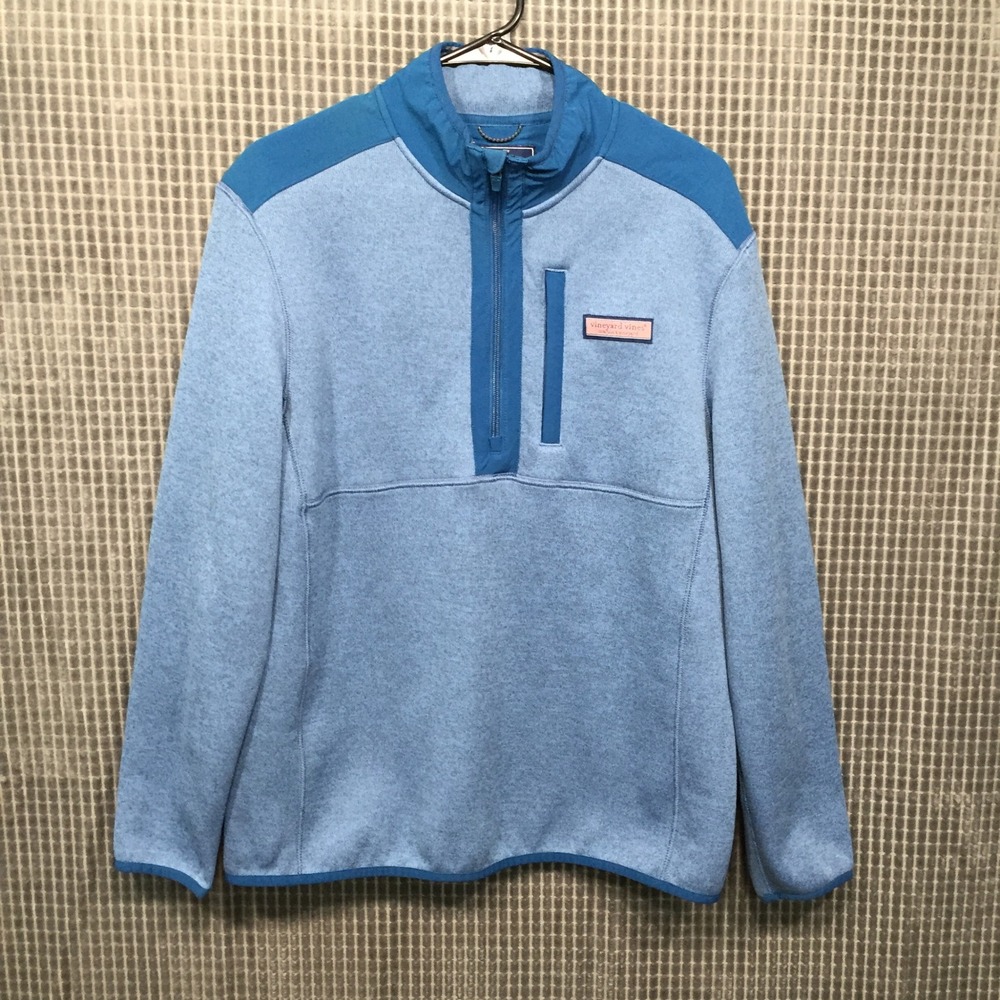 Vineyard Vines Mens Harbor Fleece Quarter Zip Pullover Blue 1K002228 Size M